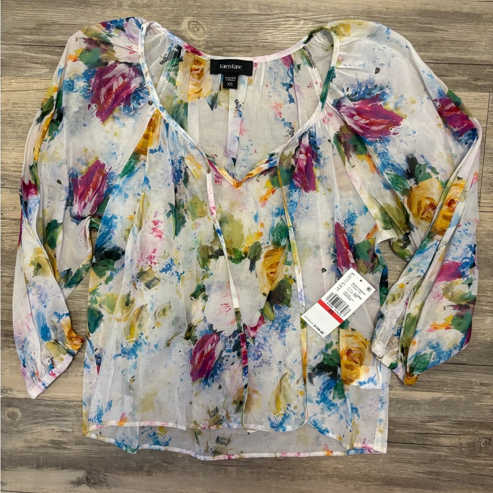 NWT Karen Kane Floral Blouse
